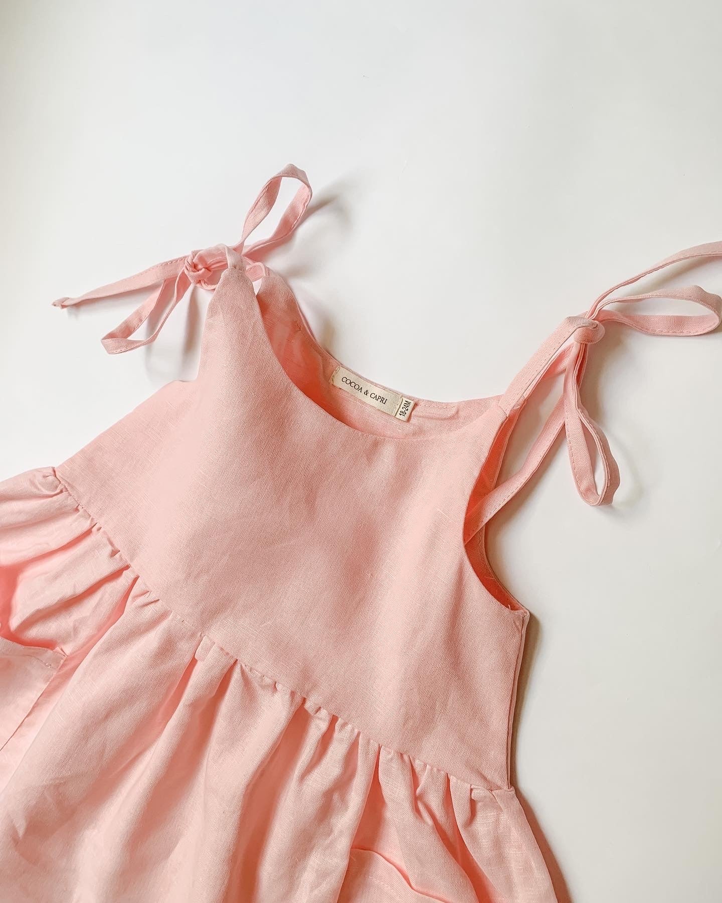Caroline Linen Summer Dress in Pink