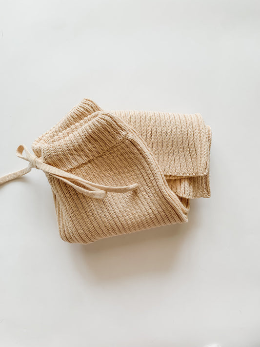 Honey Creme Double Rib Knit Sweater Pant
