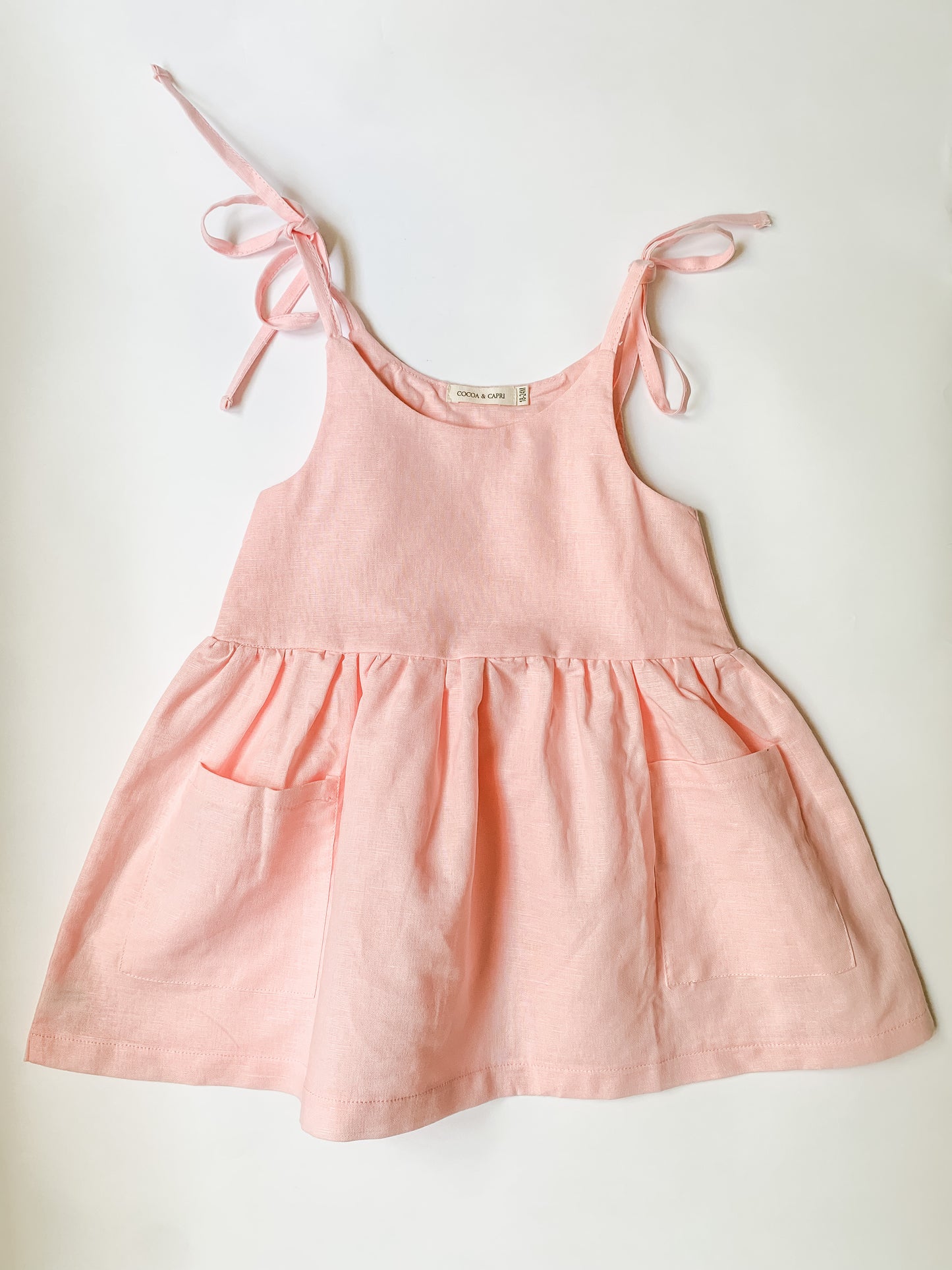 Caroline Linen Summer Dress in Pink