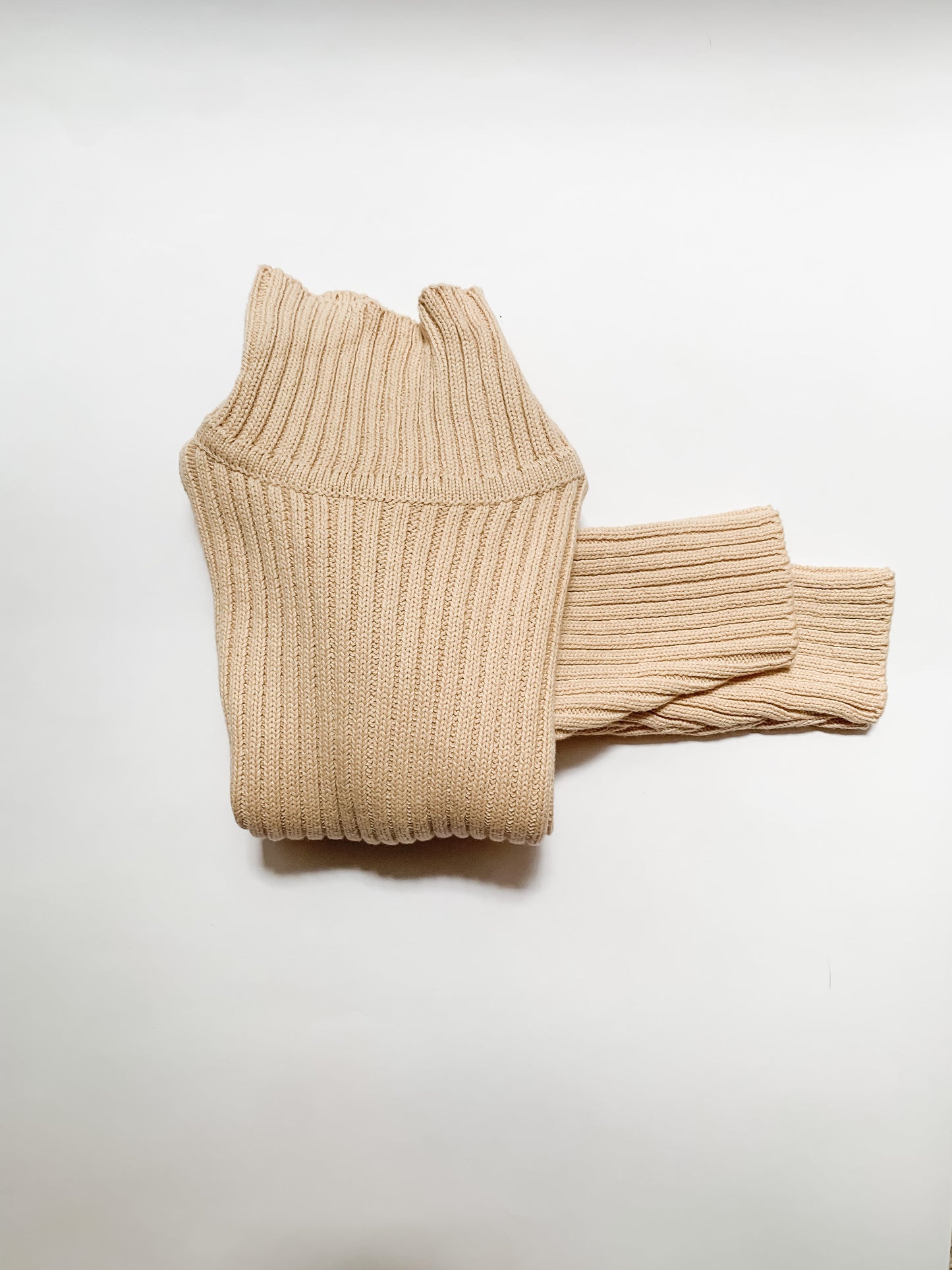 Honey Creme Double Rib Knit Turtle Neck Sweater