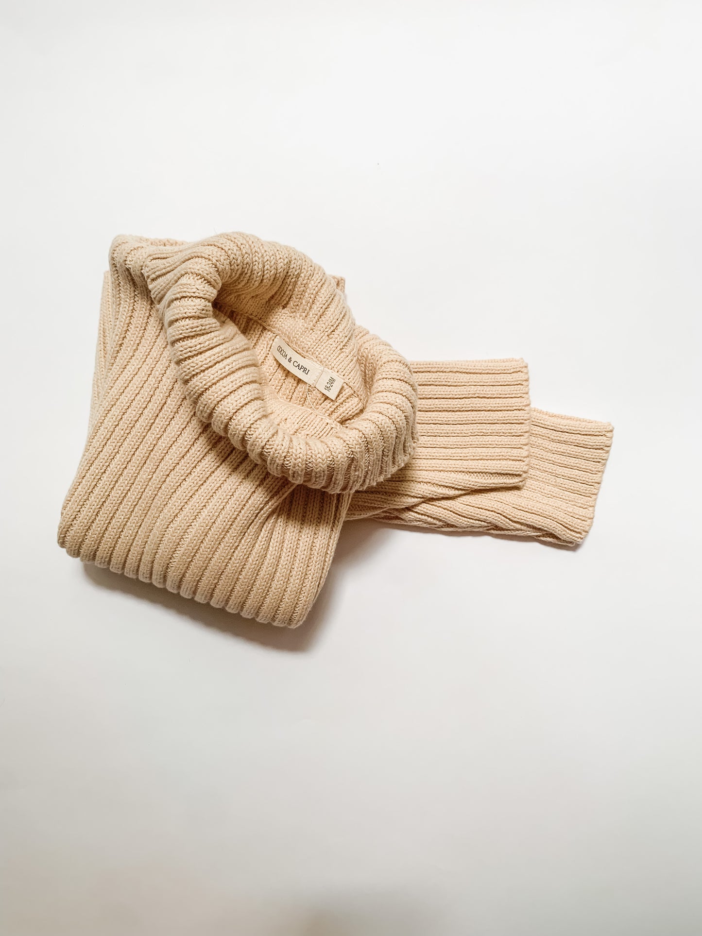 Honey Creme Double Rib Knit Turtle Neck Sweater