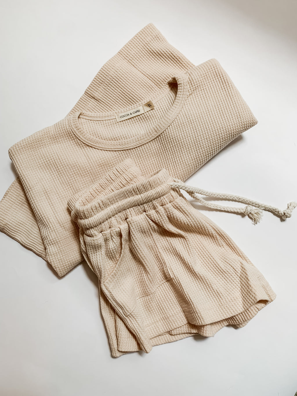 White Mocha Waffle Knit Set