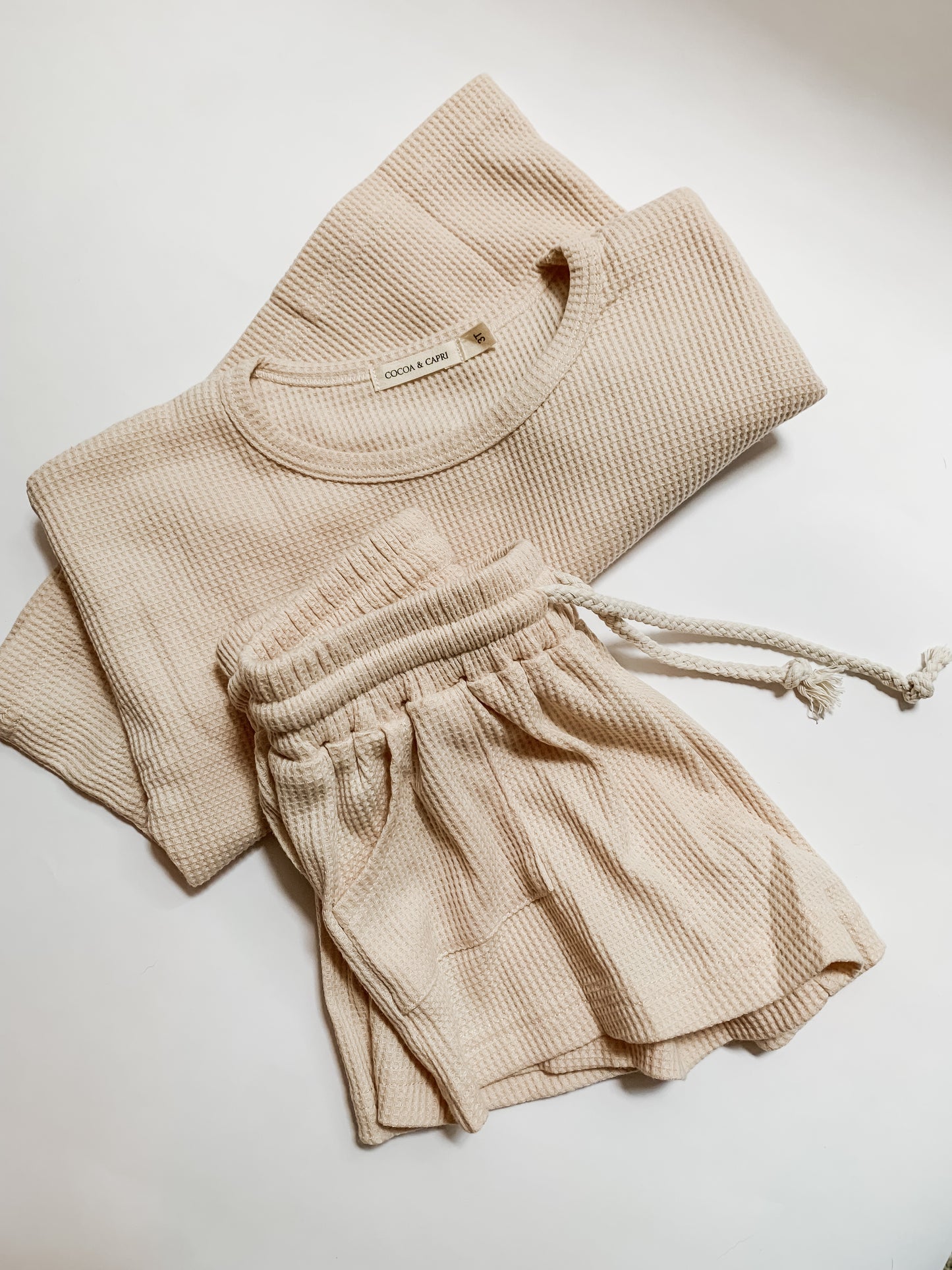 White Mocha Waffle Knit Set