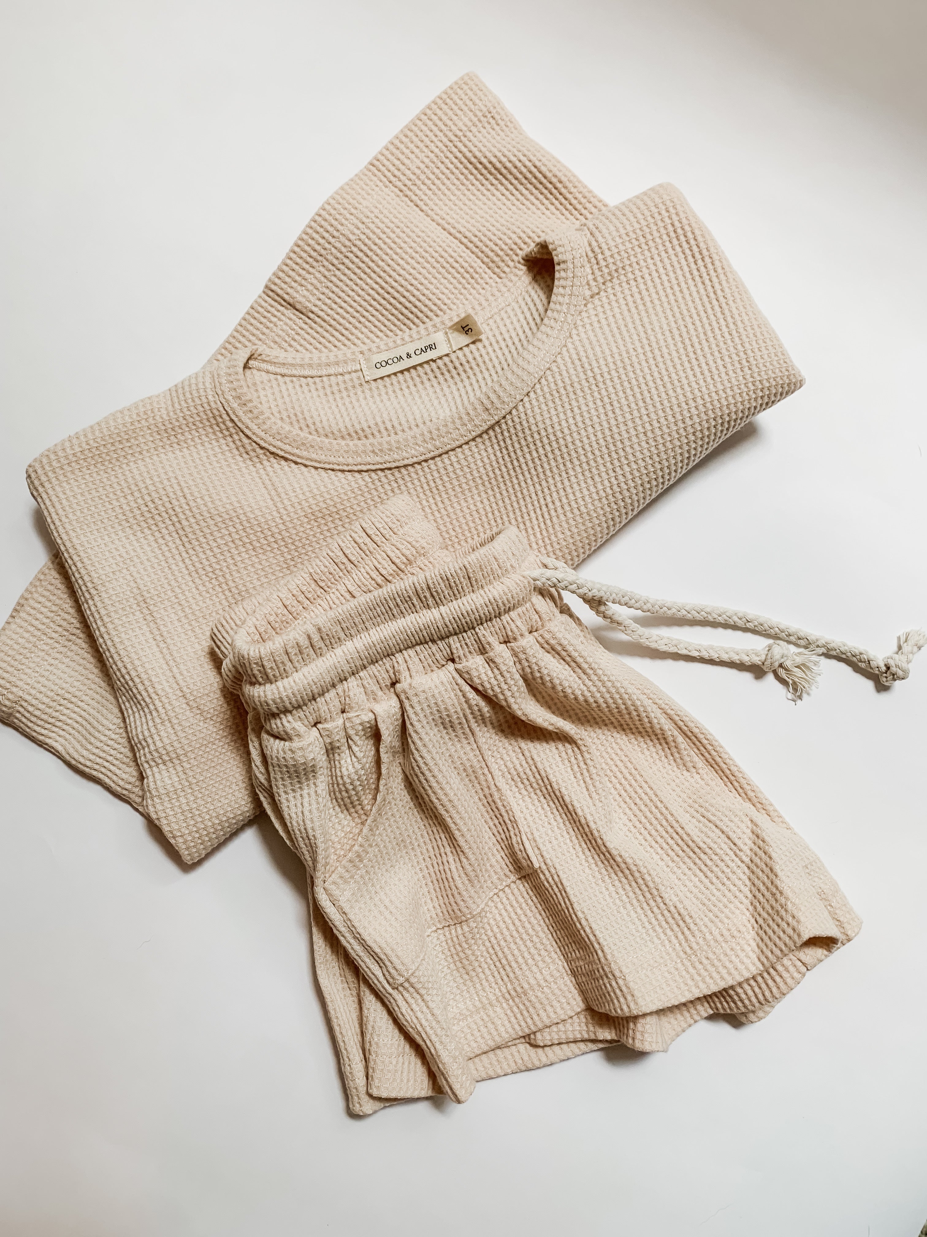 White Mocha Waffle Knit Set