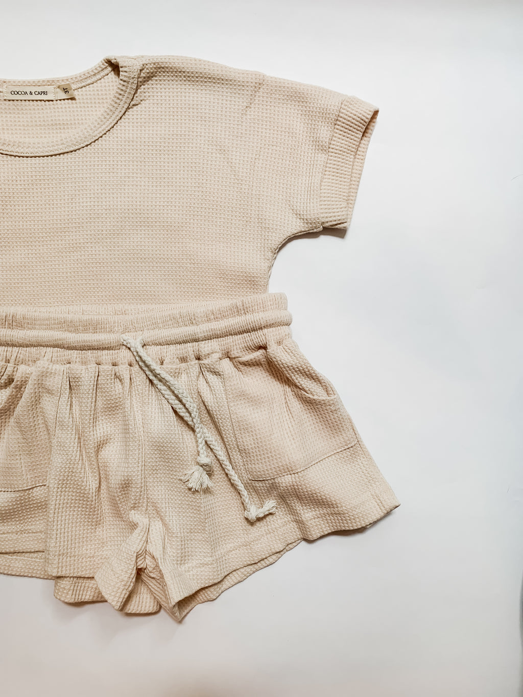 White Mocha Waffle Knit Set