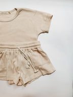 White Mocha Waffle Knit Set