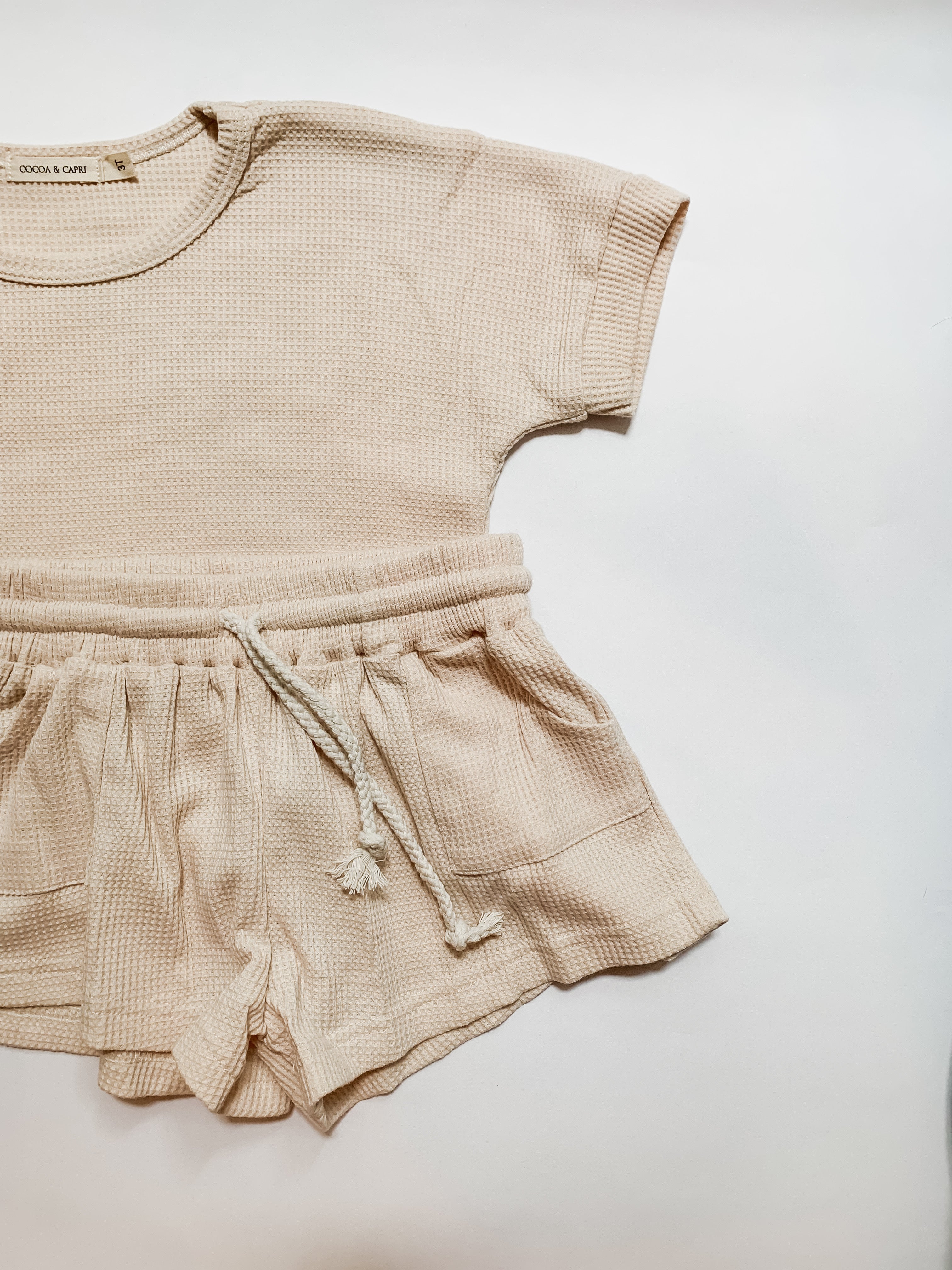 White Mocha Waffle Knit Set