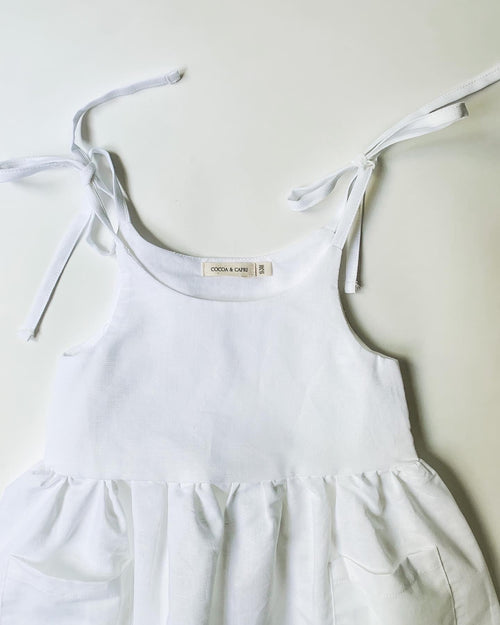Caroline Linen Summer Dress in White