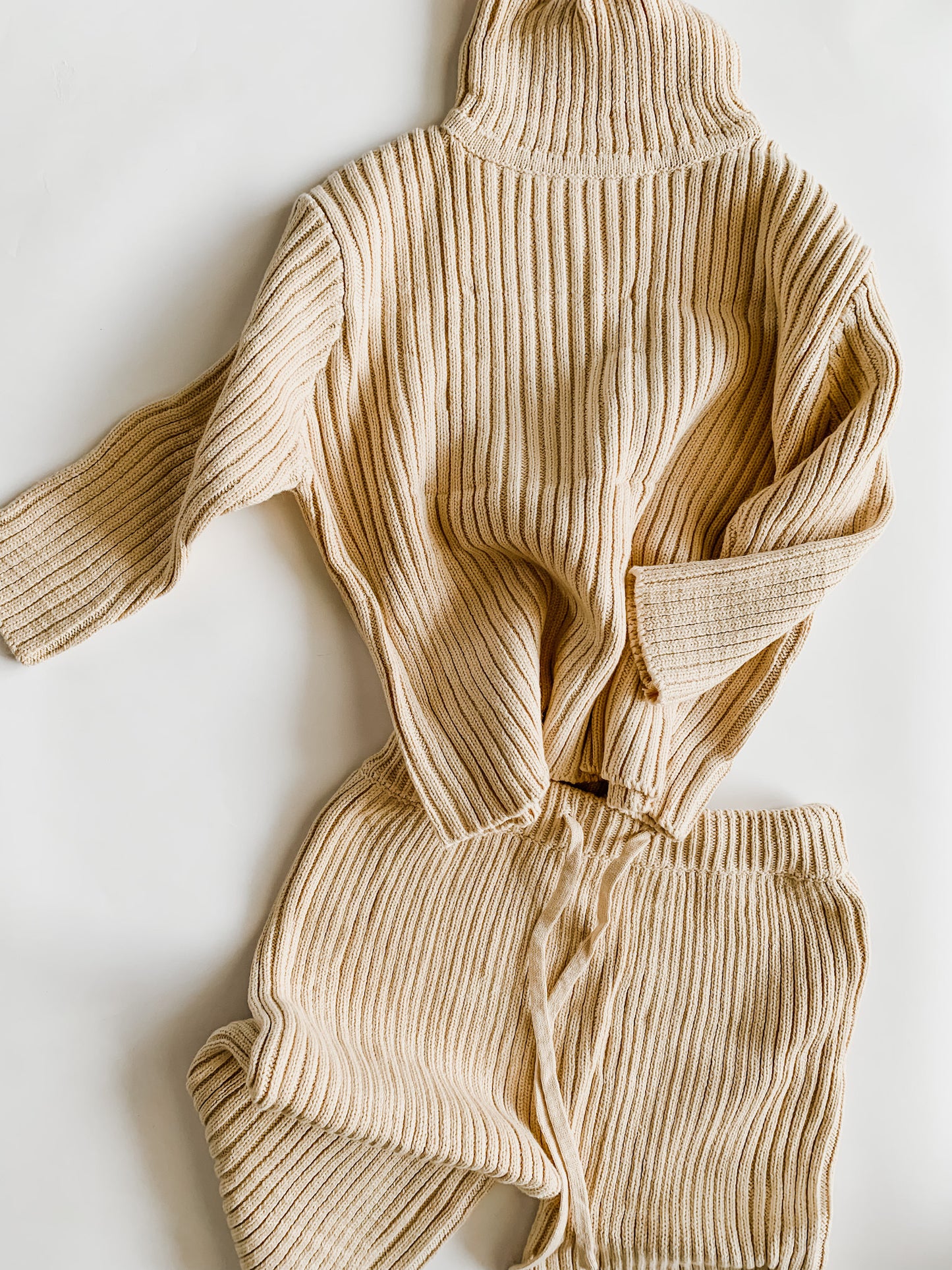 Honey Creme Double Rib Knit Sweater Set