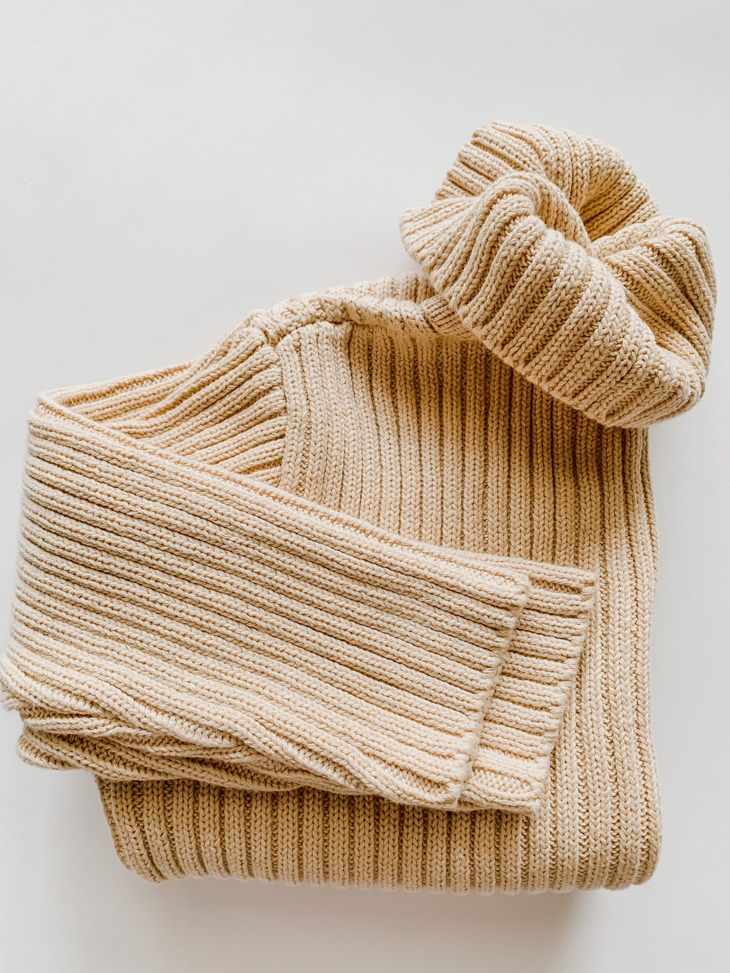 Honey Creme Double Rib Knit Sweater Set