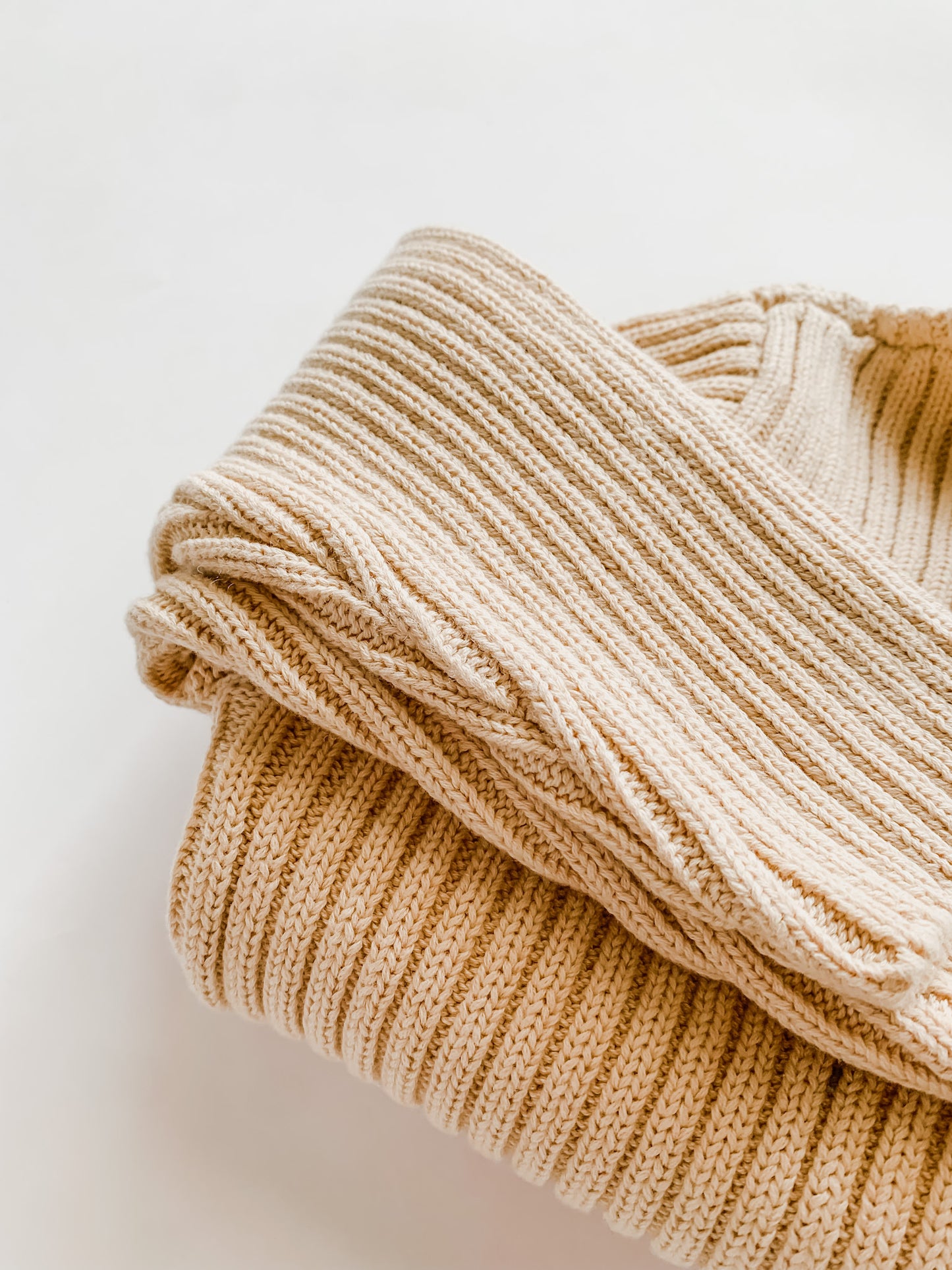 Honey Creme Double Rib Knit Turtle Neck Sweater