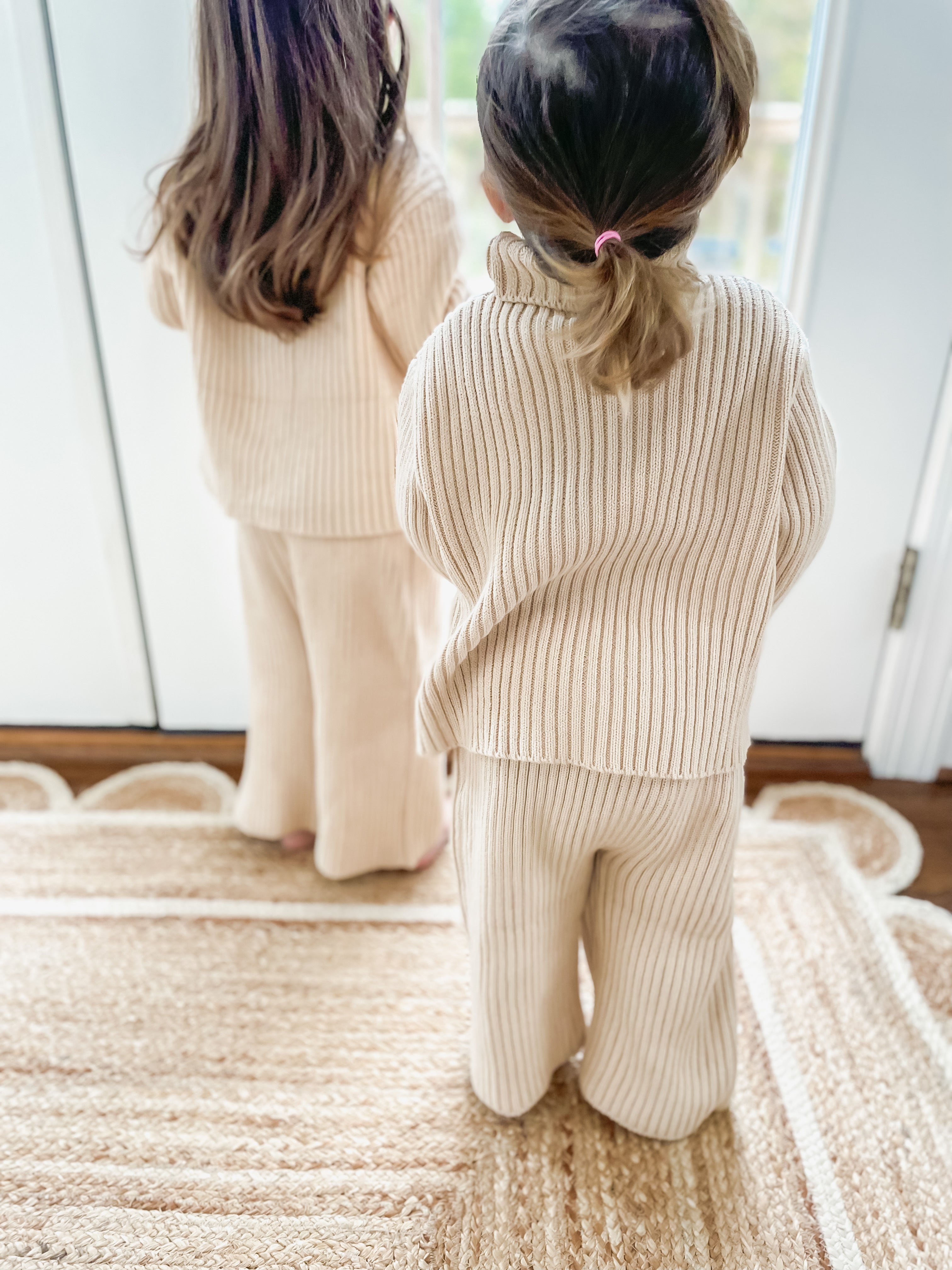 Honey Creme Double Rib Knit Sweater Set