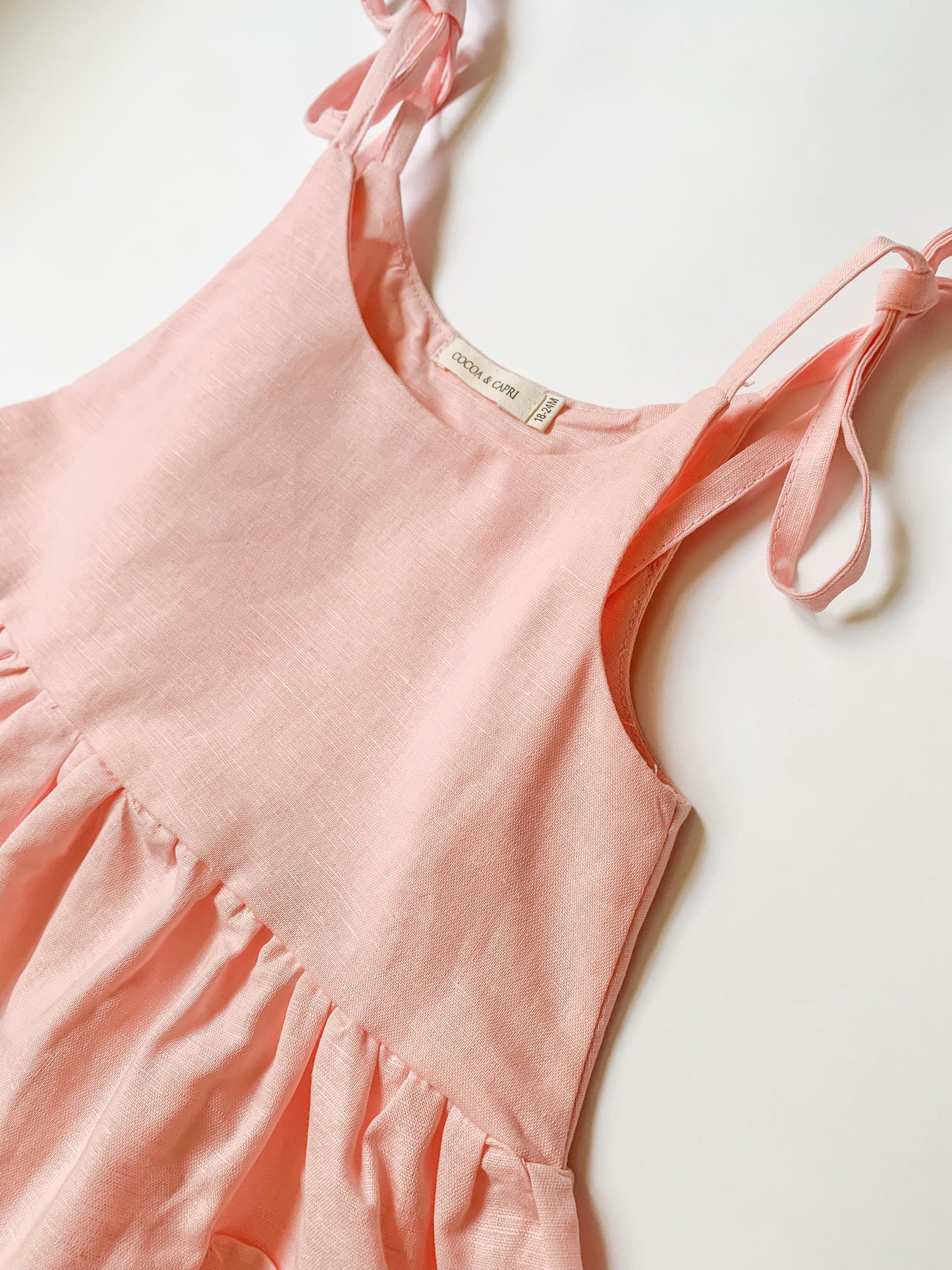 Caroline Linen Summer Dress in Pink