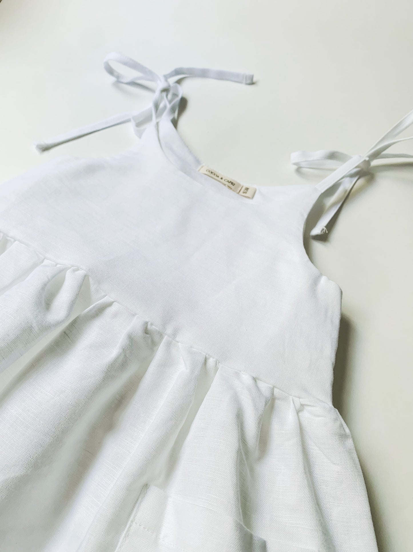 Caroline Linen Summer Dress in White